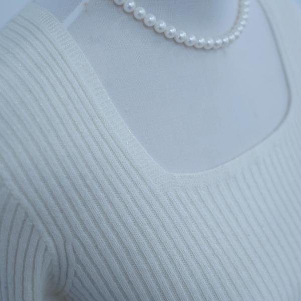 s003Cream White Square-Neck Ribbed Knitted Base Layer 4