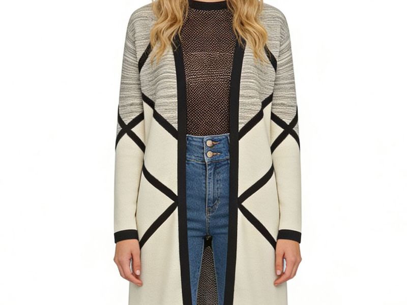 Geometric Diamond Color-Block Cardigan
