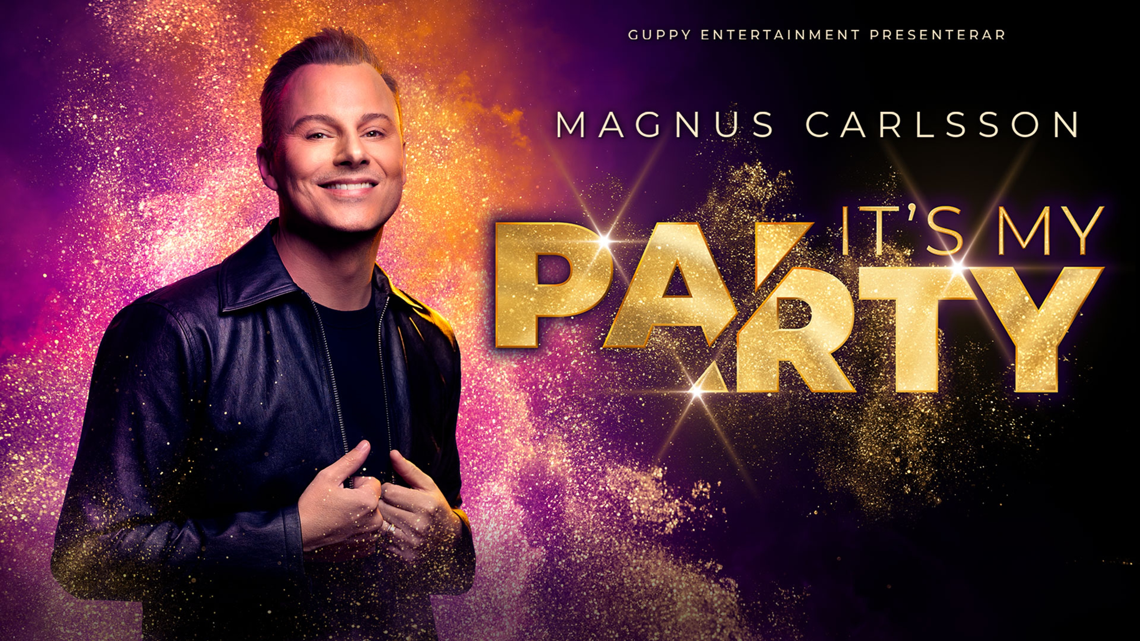 Magnus Carlson i glitter. Text: It's my party.