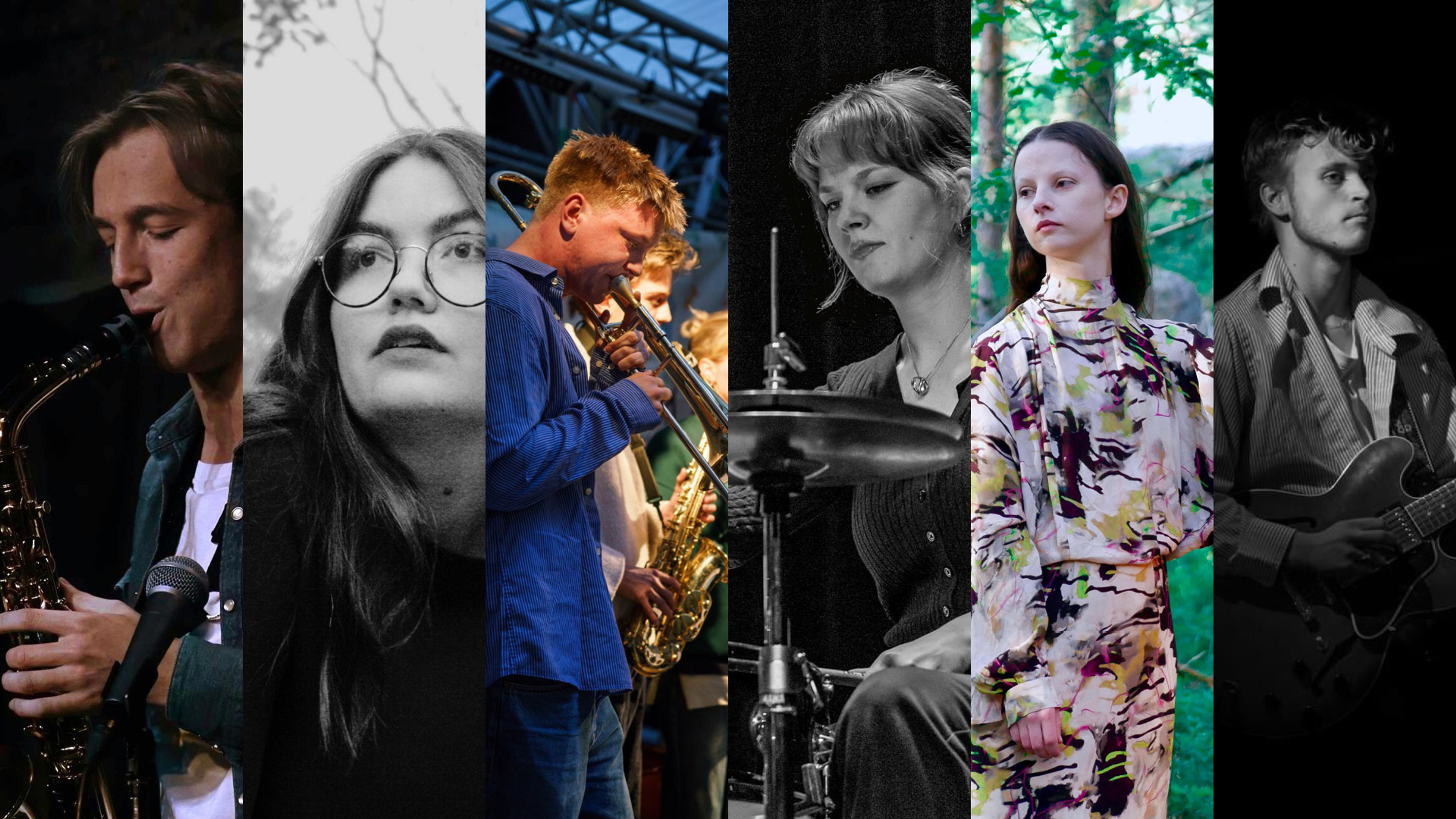 Collage med unga jazzmusiker.