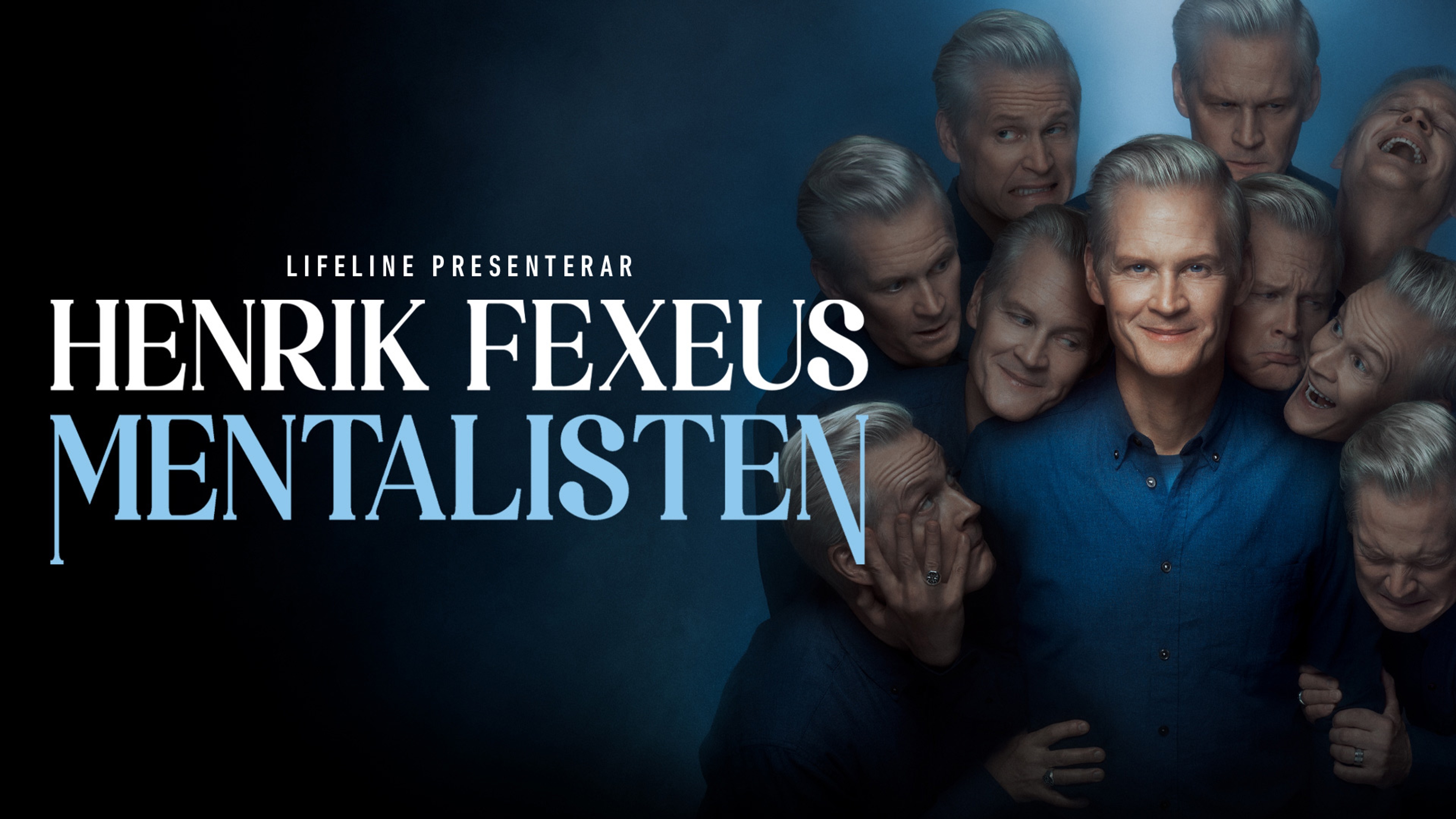 Henrik Fexeus omringad av flera kloner av sig själv. Text: Henrik Fexeus Metalisten