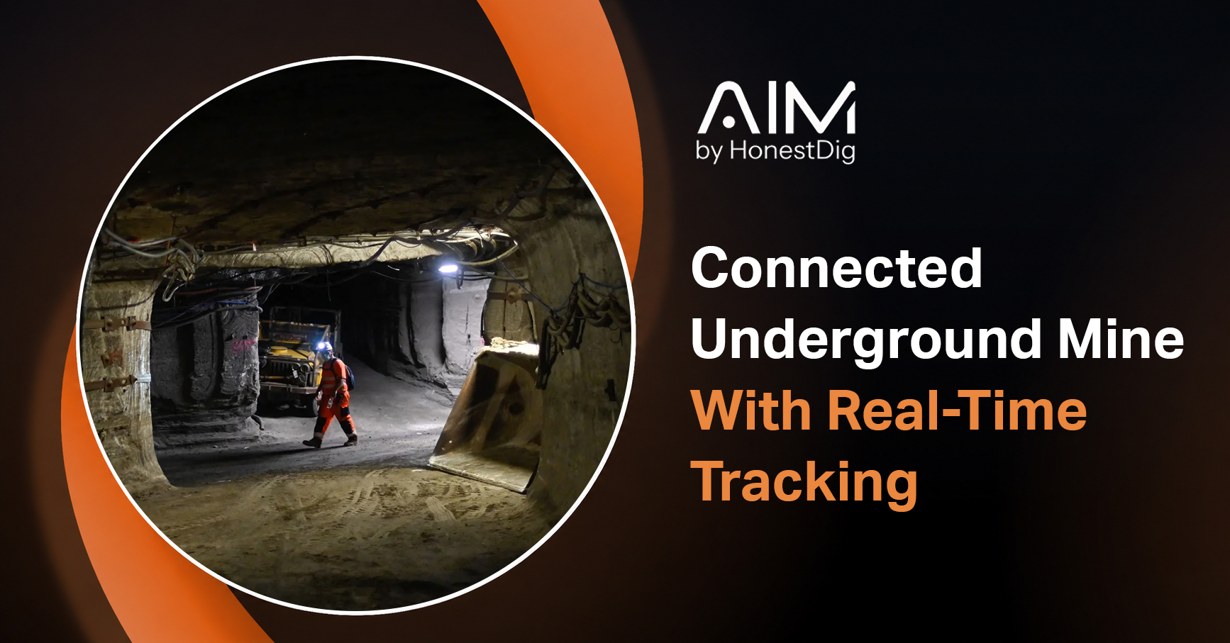 Underground mine showing connected vehicles, personnel tags and real-time location data across tunnels and working areas