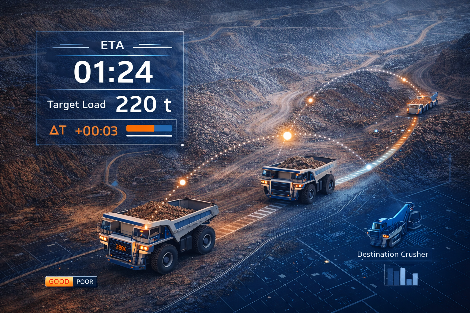 Accurate haul truck travel time prediction is central to reducing idle time.