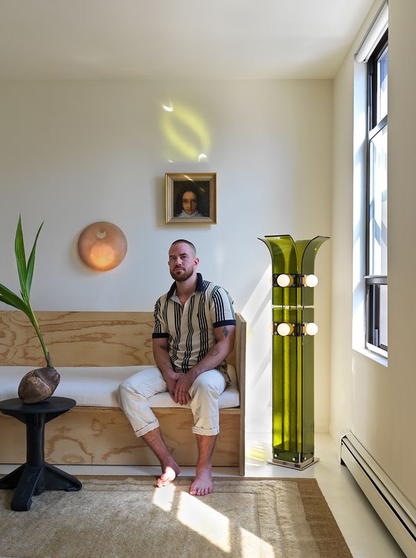 Peter in his apartment for Architectural Digest