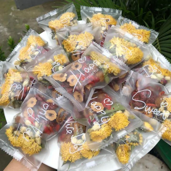 Hộp 30 gói trà hoa dưỡng nhan 7 vị [Táo đỏ, long nhãn, kỷ tử, hoa hồng, hoa nhài, hoa cúc]