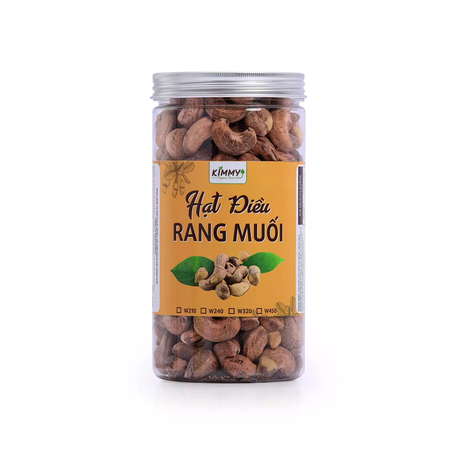 Hạt Điều Lụa Rang Muối 500G Nguyên Hạt W240 Hũ Nhựa PET Tròn