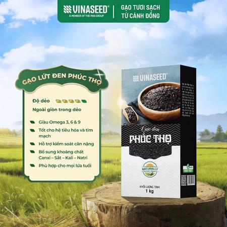 Gạo Lứt Đen Phúc Thọ Vinaseed túi 1kg - Gạo tím than dẻo dành cho người giảm cân, thực dưỡng, ăn kiêng, tiểu đường, bé