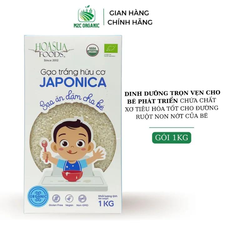 Gạo trắng hữu cơ Japonica Hoa Sữa 1kg, gạo ăn dặm cho bé dinh dưỡng cao cho quá trình phát triển của bé