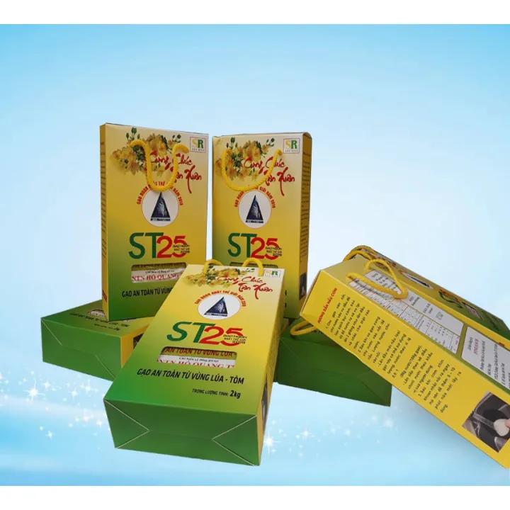 Gạo ST25 Lúa Tôm Hộp 2Kg - Gạo Ông Cua - Đặc Sản Sóc Trăng