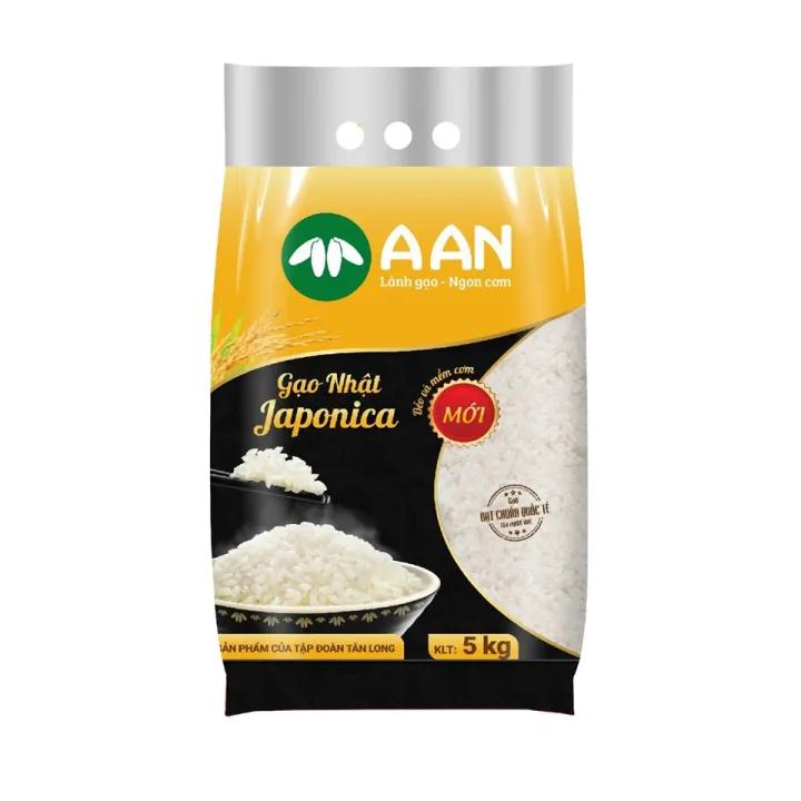 Gạo Nhật Japonica Túi 5Kg A An - Hạt gạo tròn, cơm mềm dẻo