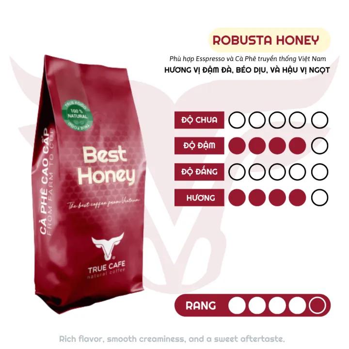 True Cafe Best Honey / Cà phê hạt Robusta Honey / gói 500gr / Vị đ��ậm, body dày, hương tốt / Nguyên chất 100%