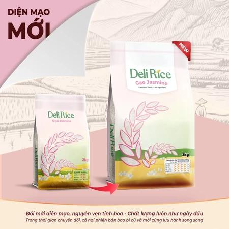 Gạo Jasmine Deli Rice 2kg Dẻo Mềm, Tơi Xốp, Ngọt Thơm Tự Nhiên - TOMAX