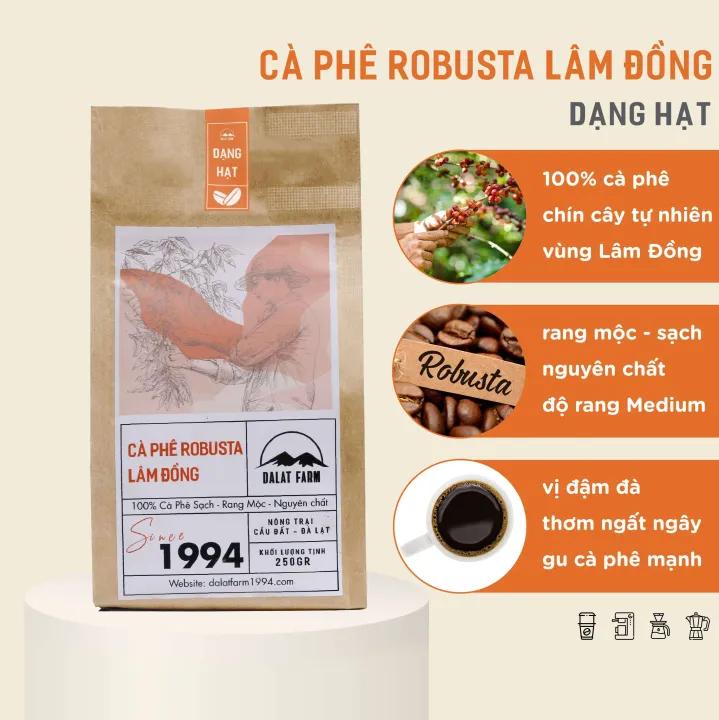 Cà Phê Robusta Lâm Đồng - Túi 250Gr (Dạng hạt)