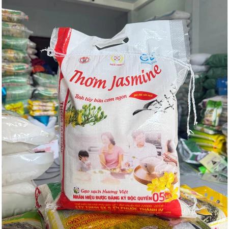 Gạo Thơm Jasmine 5kg - Gạo Thơm Dẻo Vừa Tự Nhiên Dễ Ăn Cho Mọi Bữa Cơm Gia Đình