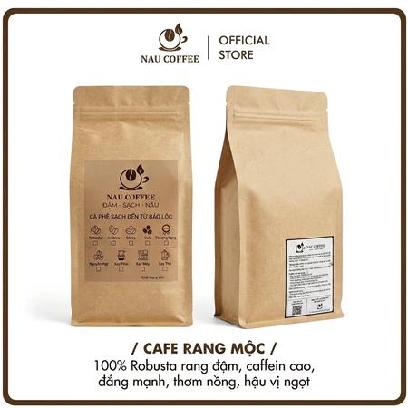 Cà Phê Rang Xay Nguyên Chất Robusta Bảo Lộc Lâm Đồng Rang đậm gu mạnh, pha phin, pha máy, cold brew- Nau Coffee