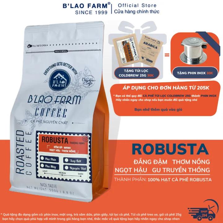 Cà phê rang xay nguyên chất Robusta B'lao Farm rang mộc ,đậm vị ,thơm nồng ,không hương liệu và chất bảo quản Túi Ziper Z1