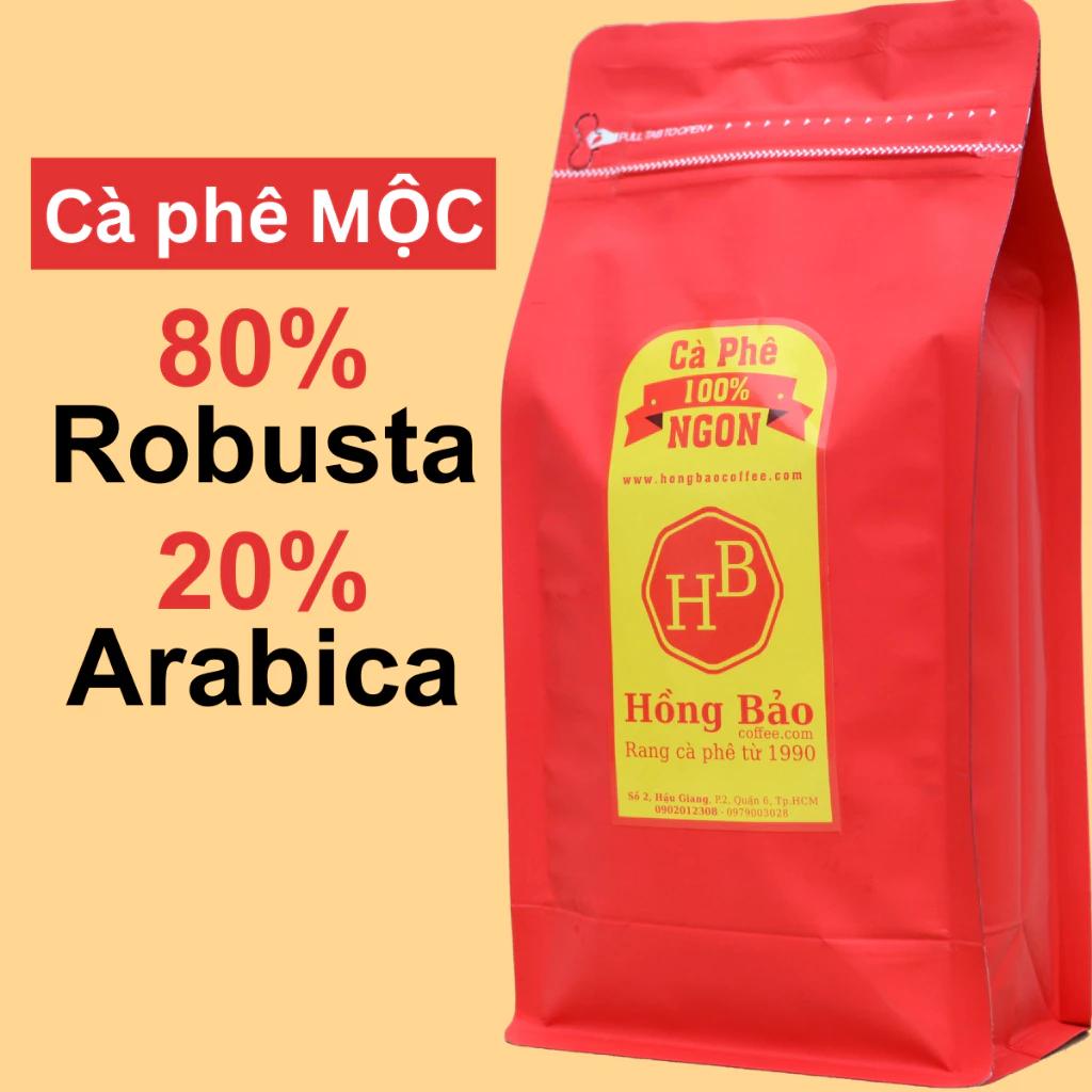 80% Robusta Đắk Lắk, 20% Arabica Cầu Đất Mộc - Cà phê Hồng Bảo - Túi zip 500gr