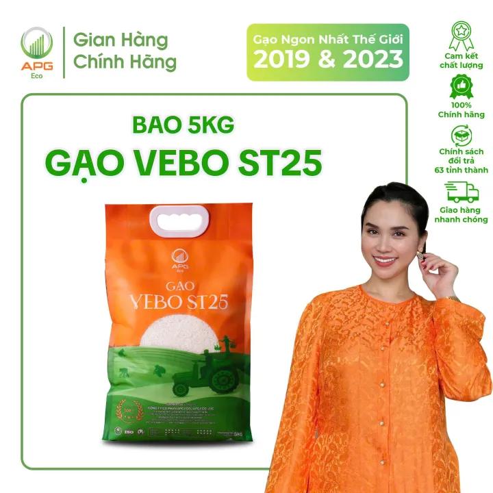 Gạo VEBO ST25 - Gạo ĐẶC SẢN AN GIANG - Hạt cơm trắng, dài bóng dẻo gói 5KG