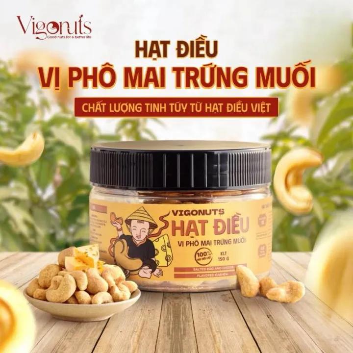 Hạt điều vị phô mai trứng muối VIGONUTS hộp 500g