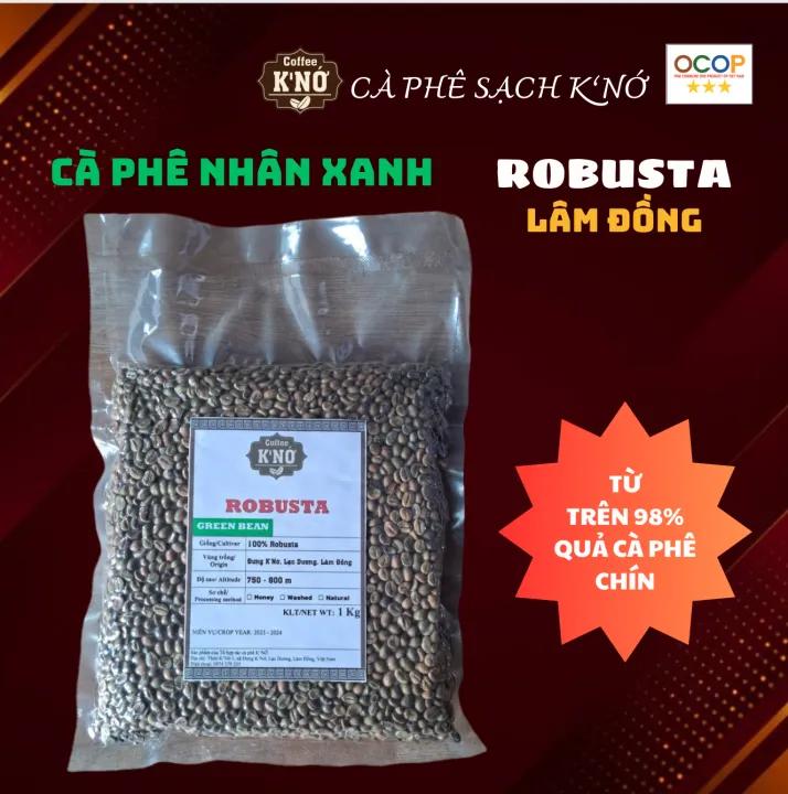 Cà phê ROBUSTA nhân xanh/Green bean, chưa rang, từ quả cà phê chín trên 98%, cafe sạch Lâm Đồng, Coffee K'Nớ