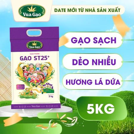 Gạo ST25 Lúa Mới Vua Gạo Túi 5kg – Chính Hãng Gạo Thơm Ngon, Dẻo Nhiều, Vị Đậm Đà