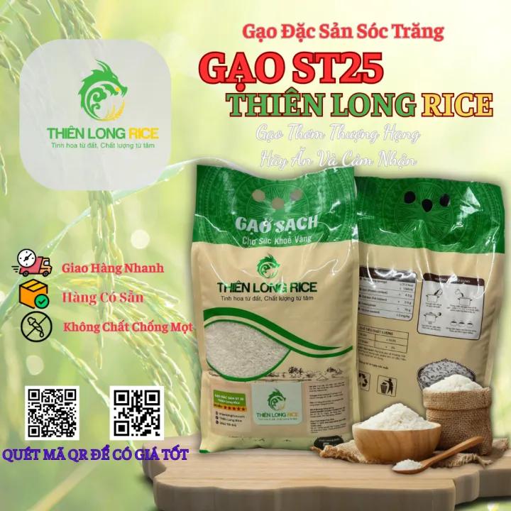 Gạo ST 25 Thiên Long Rice Hàng Vuông Tôm Đặc Sản Sóc Trăng - Gạo Thơm Thượng Hạng Bịch 5 KG