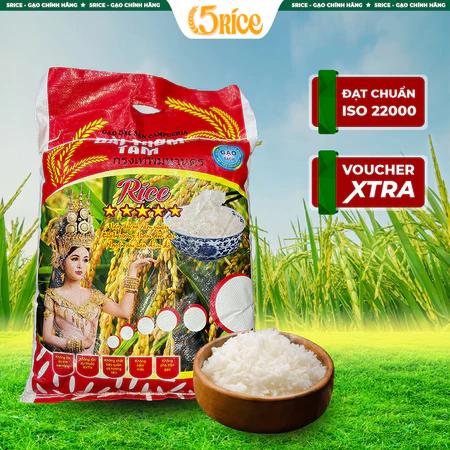 Gạo Đài thơm 8 - Túi 10kg - Gạo thơm dẻo, đậm vị chính hãng 5RICE