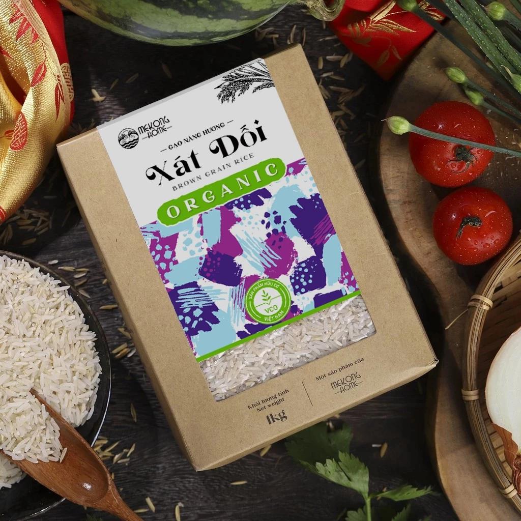 Gạo xát dối Mekong Home 100% Organic, gạo chuẩn vị Nàng Hương, ngọt, thơm, giữ trọn lớp cám - 1kg