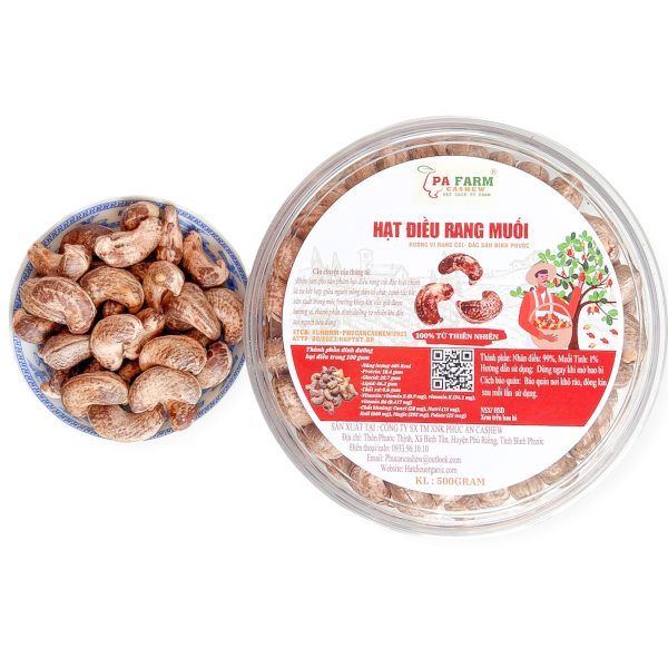 500GRAM Hạt Điều Rang Muối Chưa Bóc Vỏ Lụa Hộp Mica Xếp Size 500-550 hạt/1kg