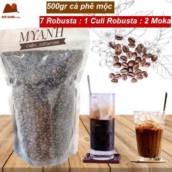 Cà phê - 500g hạt Robusta+ Culi +Moka rang mộc (tỉ lệ hái chín> 98%) - Cafe sạch Lâm Đồng