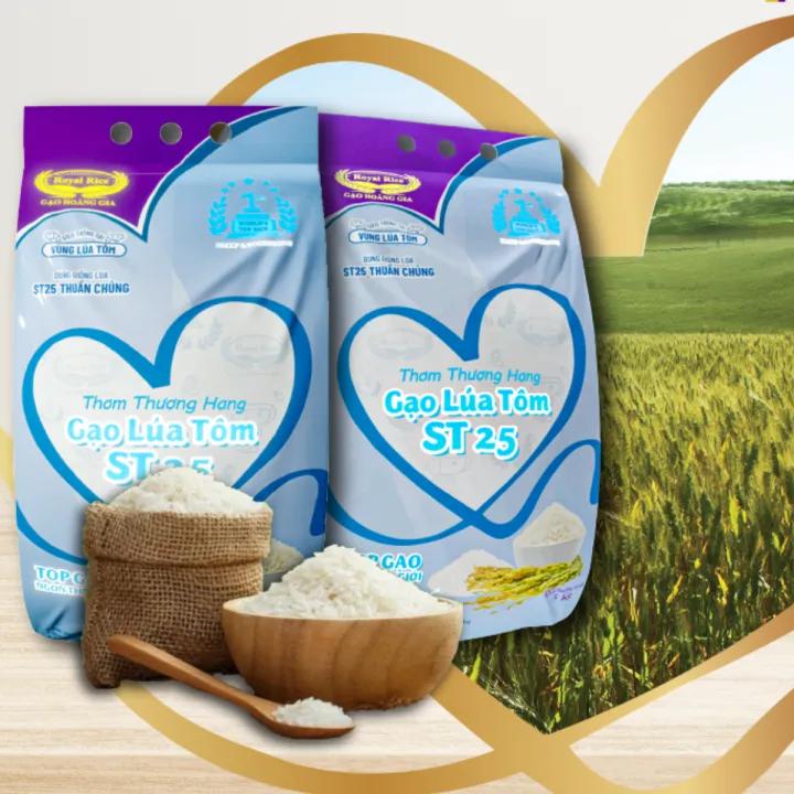 Gạo ST25 lúa tôm 5kg hút chân không - thơm ngon chỉ sau Ông Cua