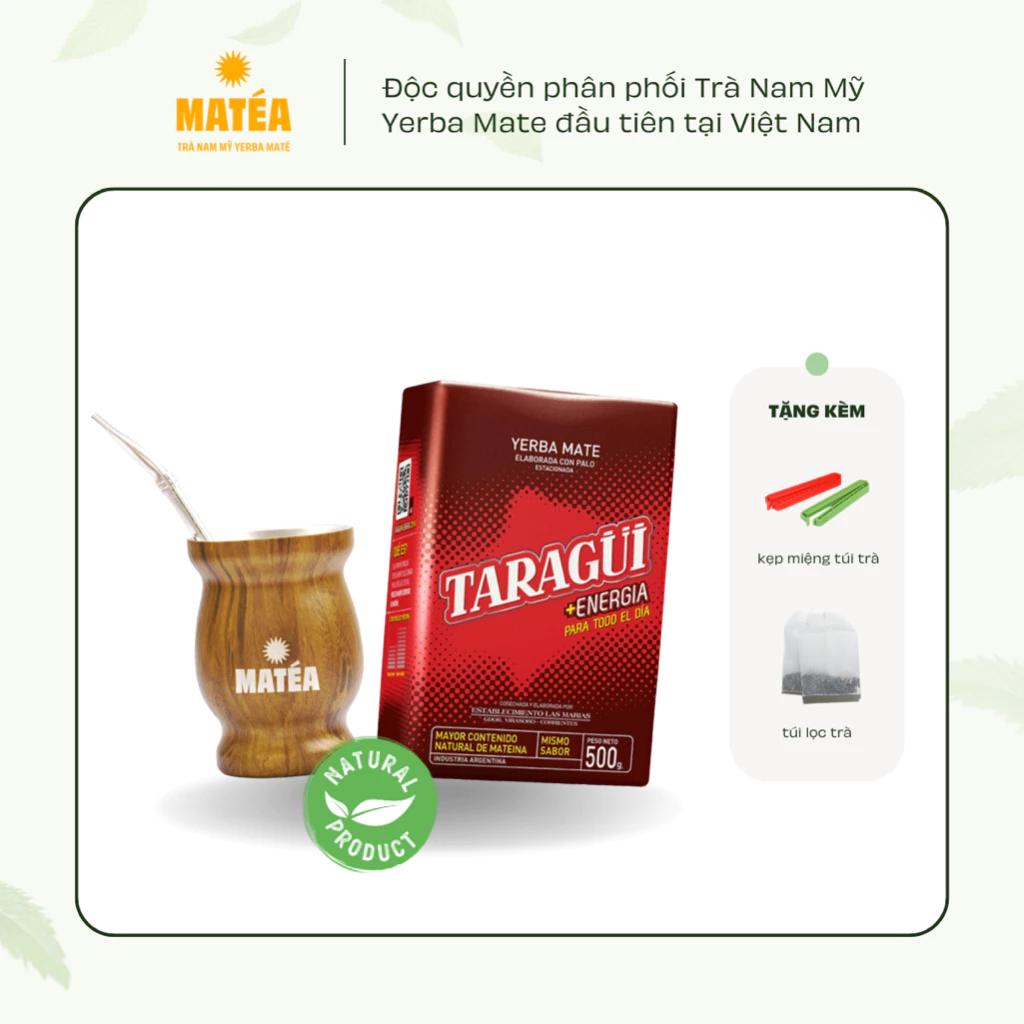 Trà Yerba Mate dòng Tăng Lực TARAGUI Energia 500g và Cốc Gourd kèm ống hút lõi lọc Bombilla