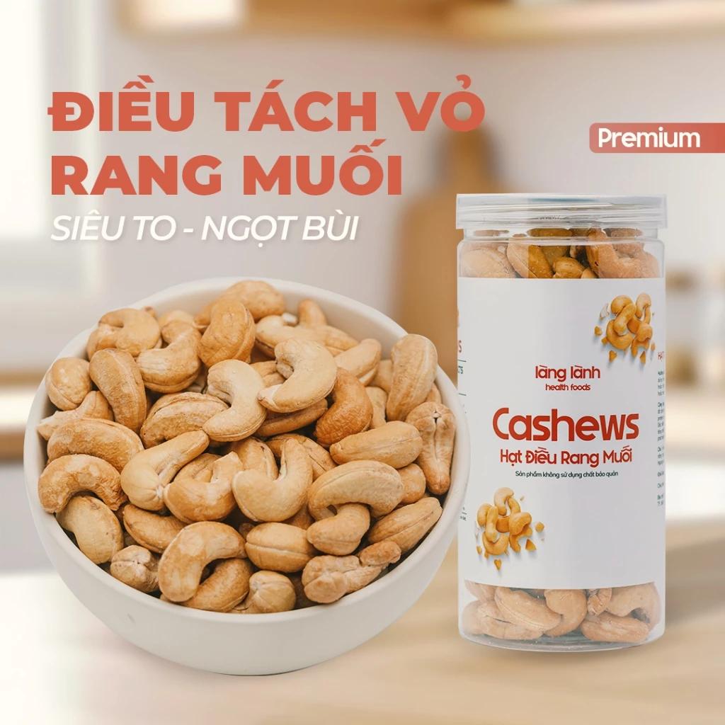 Nhân hạt điều tách vỏ rang muối Làng Lành 500g, hạt dinh dưỡng cho mẹ bầu, ăn kiêng, giảm cân