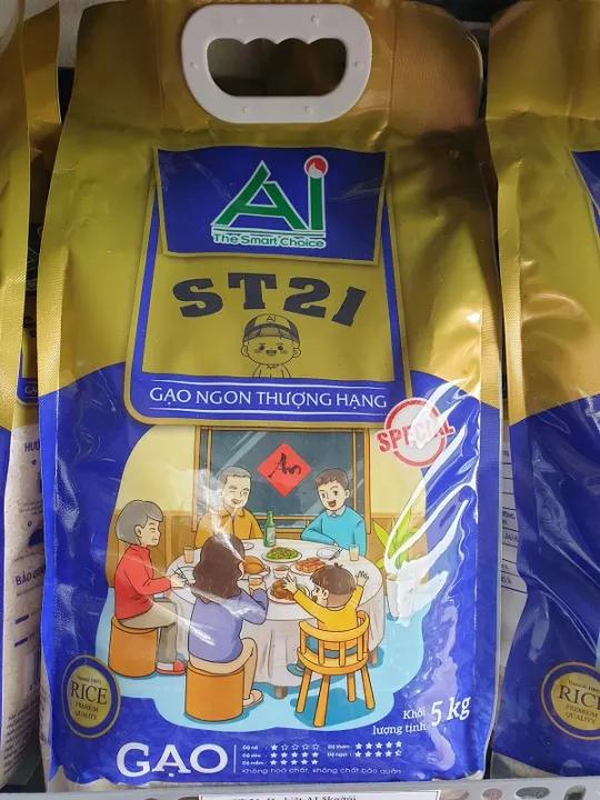 Gạo ST21 túi 5Kg - Đặc Sản Sóc Trăng giống lúa Ông Hồ Quang Cua