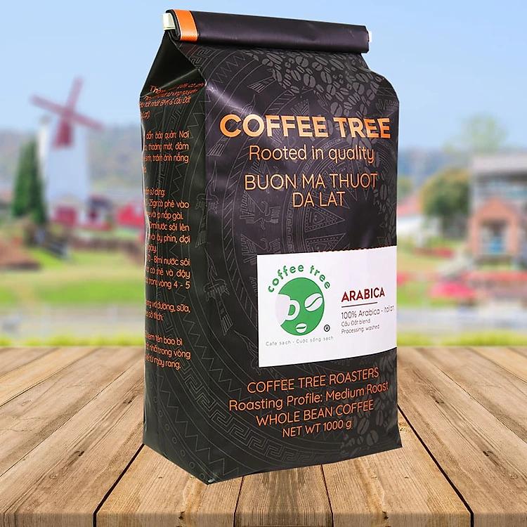 Cà phê hạt Arabica Cầu Đất nguyên chất 100% Coffee Tree 1kg thơm nồng, vị nhẹ, gu tây
