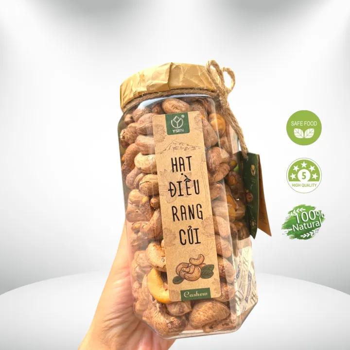 Hạt điều rang củi Cashew Bình Phước, organic hàng đẹp đóng giỏ quà, biếu tặng loại 1, (Hộp 450g)