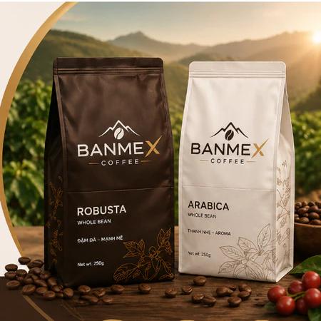 Cà Phê Mix Hạt Nguyên Chất - (Robusta, Arabica) - Cà phê Hạt BanmeX Coffee - 500Gram (Hạt/ Bột)