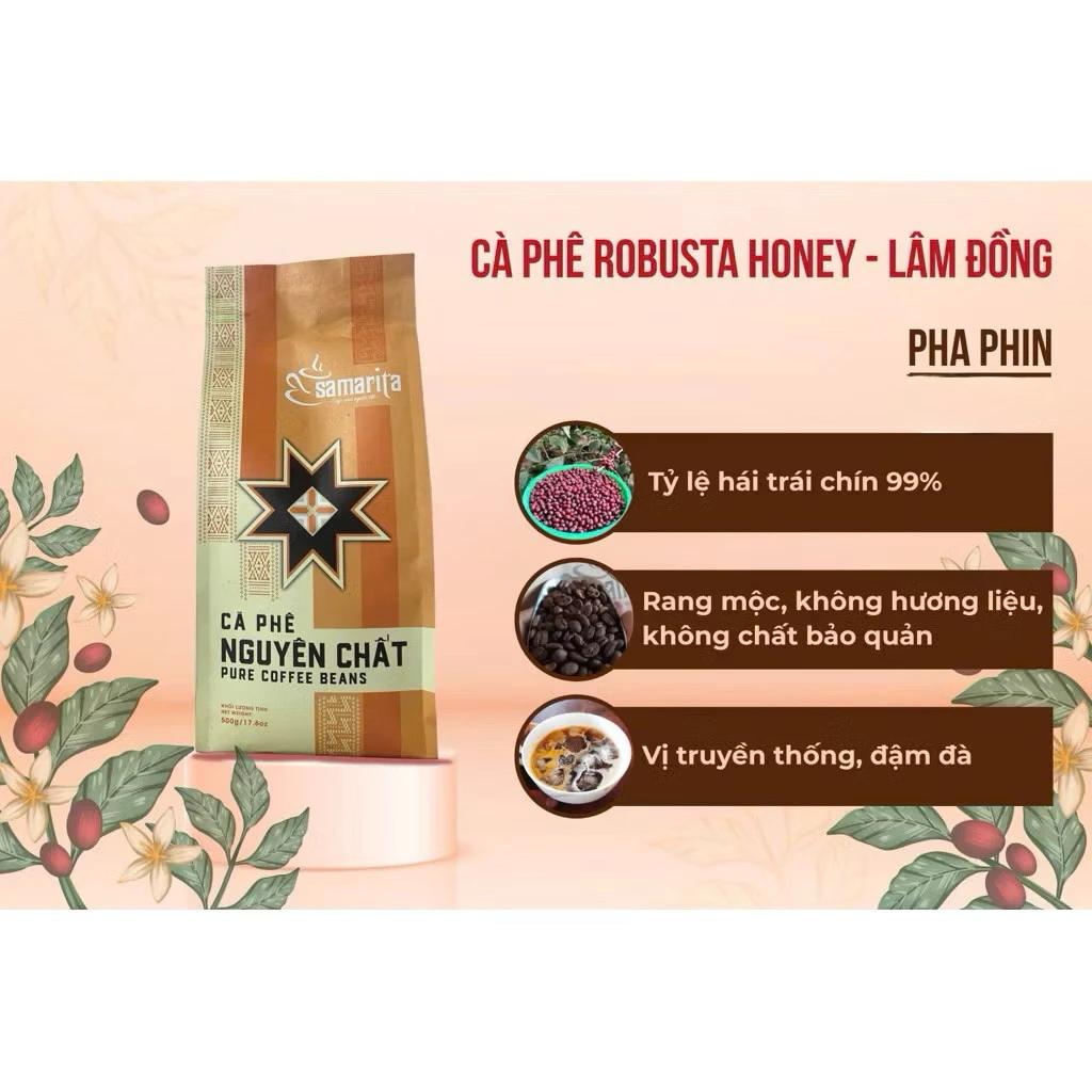 1000gram Cà phê Robusta honey Lâm Đồng- Rang mộc, thơm, ít đắng, hậu ngọt