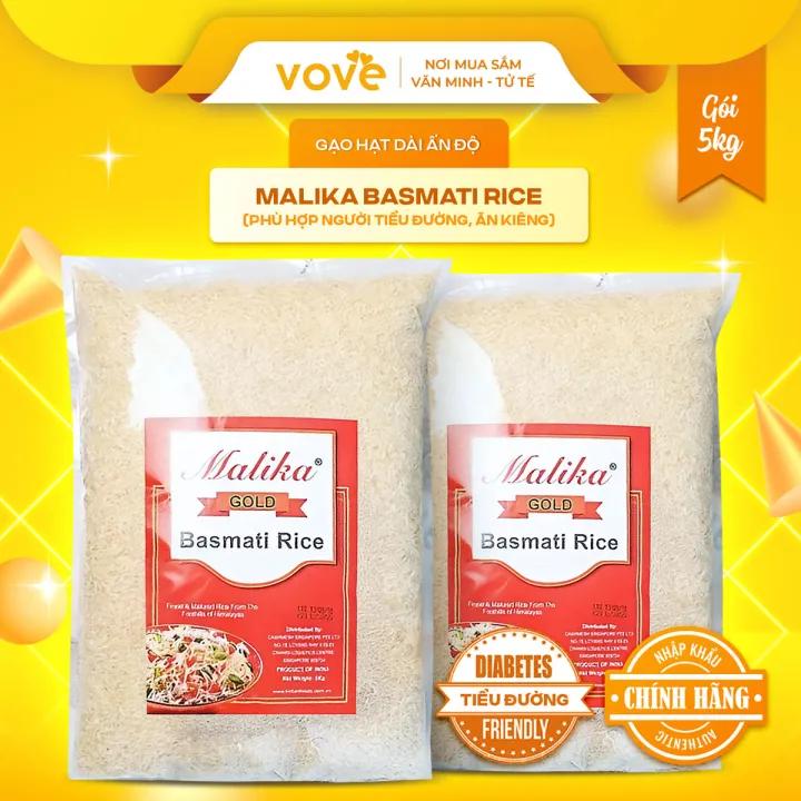 Gạo hạt dài Ấn Độ MALIKA Basmati Rice, phù hợp người tiểu đường, ăn kiêng, 5kg