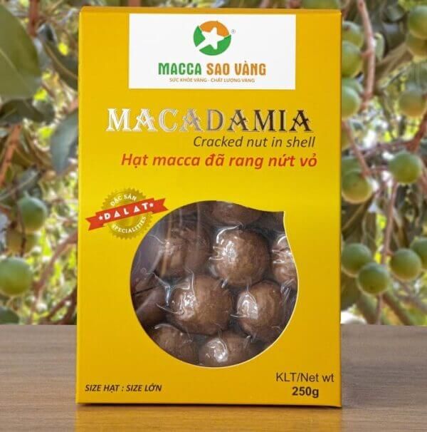 Macca nứt vỏ hộp vàng 250gr (size lớn 25 mm+)