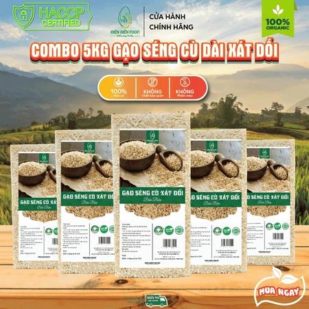 Gạo Séng Cù Hạt Dài Điện Biên Xát Dối Combo 5kg ( 5 túi 1kg hút chân không)