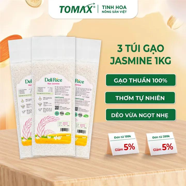 Combo 3 túi Gạo Deli Rice Jasmine thơm dẻo mềm 1kg