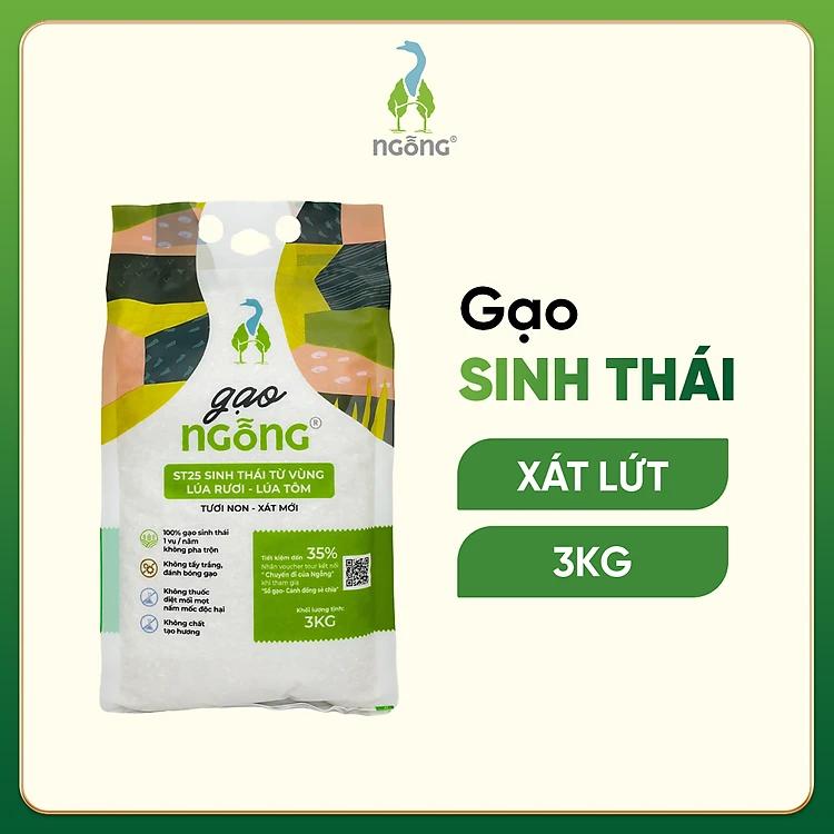 Gạo Ngỗng ST25 Sinh Thái Xát Lứt 3kg (Túi)