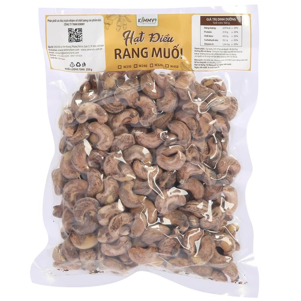 Hạt Điều Rang Muối 500g Loại Hạt W240 Túi Hút Chân Không