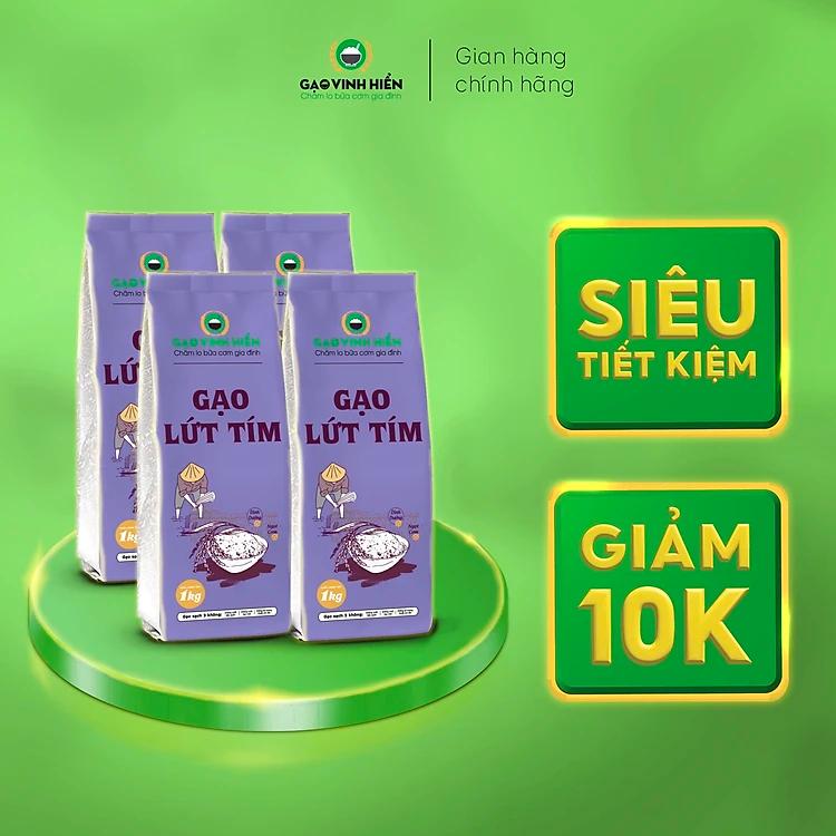 [TIẾT KIỆM] Combo 4 túi Gạo Lứt Tím Vinh Hiển - Tiết kiệm, siêu dẻo, healty, ngon cơm