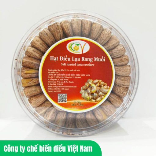 Hạt Điều Lụa Rang Muối A180 – Hộp Nhựa Xếp Hoa 500g