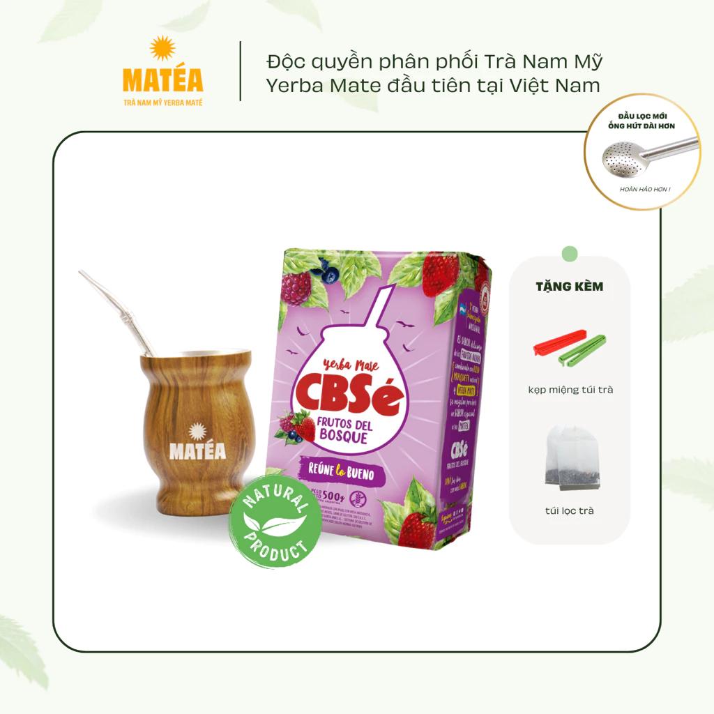Trà Yerba Mate Vị Quả Mọng CBSe Frutos Del Bosque và Cốc Gourd kèm ống hút lõi lọc Bombilla