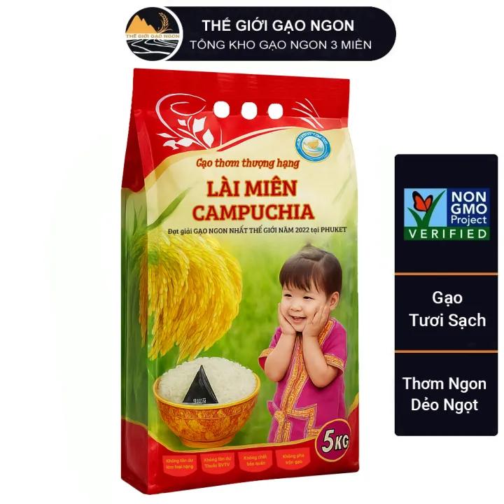 Gạo Thơm Lài Miên CAMPUCHIA - Túi 5kg - Hàng VIP chuẩn vụ 6 tháng