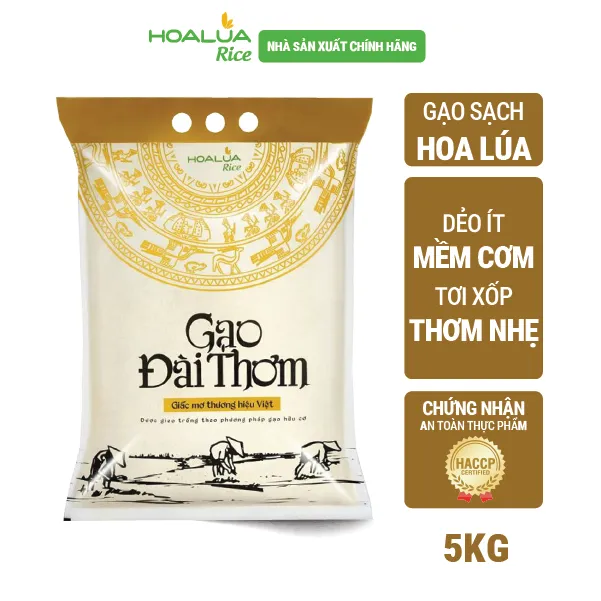 Gạo Đài Thơm Hoa Lúa túi 5kg - Tơi xốp, mềm cơm, thơm nhẹ