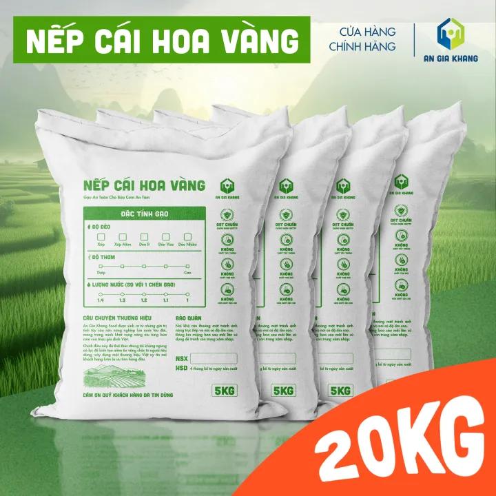 [Túi 20KG] Gạo Nếp Cái Hoa Vàng AGKF (An Gia Khang Food) - Thơm Ngon Dẻo Mềm